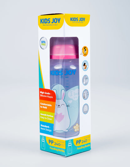 Kids Joy Plastic Feeding Bottle Standard Neck 240ml | Simple, safe, and reliable feeding for your growing baby - Fortune Store