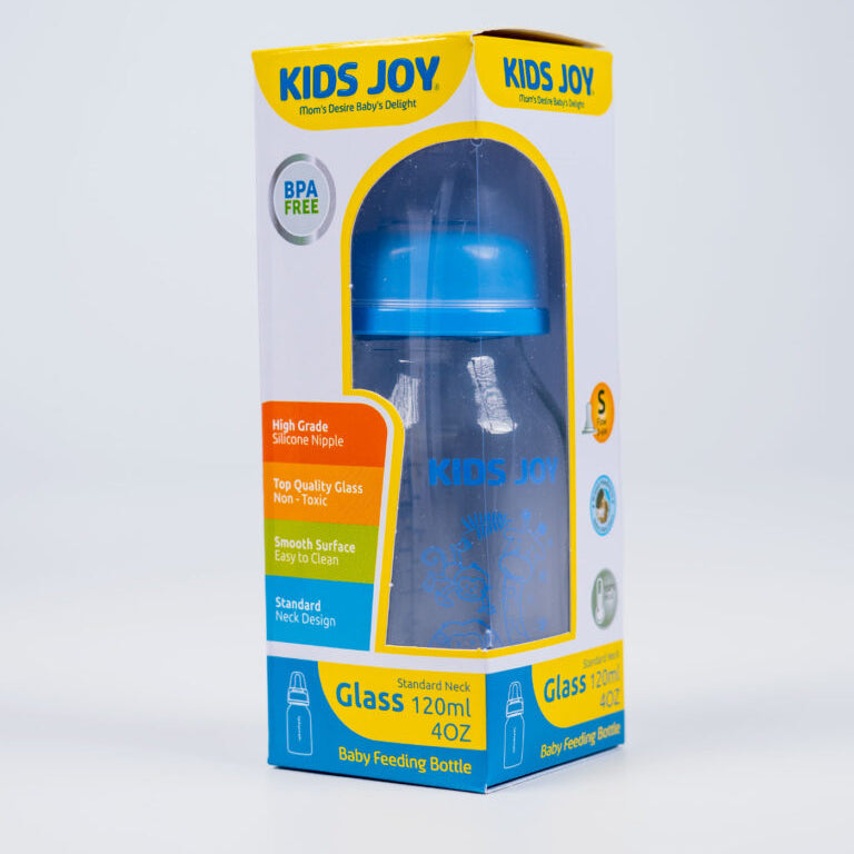Kids Joy Glass Feeding Bottle 120ml 0-6M | Clear, Safe, and Naturally Simple
