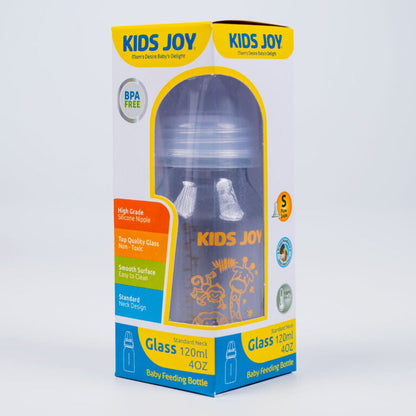 Kids Joy Glass Feeding Bottle 120ml 0-6M | Clear, Safe, and Naturally Simple
