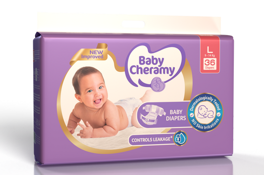 Baby Cheramy Diaper Large 12pcs | 36Pcs 9–14Kg | Soft Comfort & Reliable Protection for Growing Babies - Fortune Store
