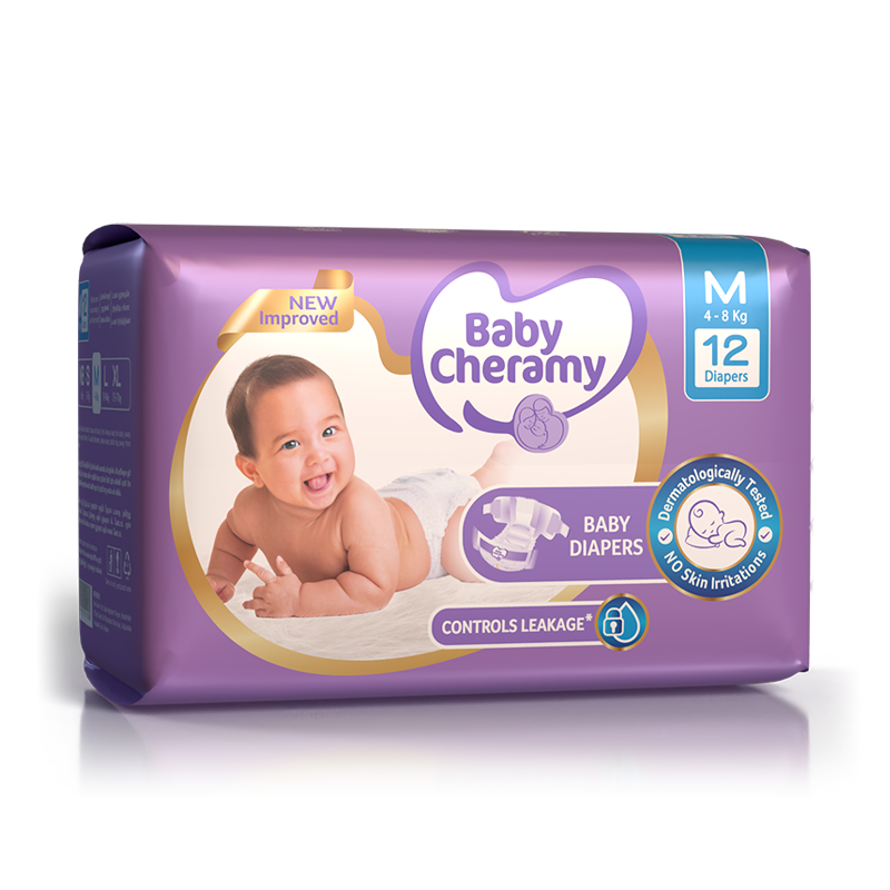 Baby Cheramy Baby Diapers Medium 4–8Kg 12pcs - Fortune Store