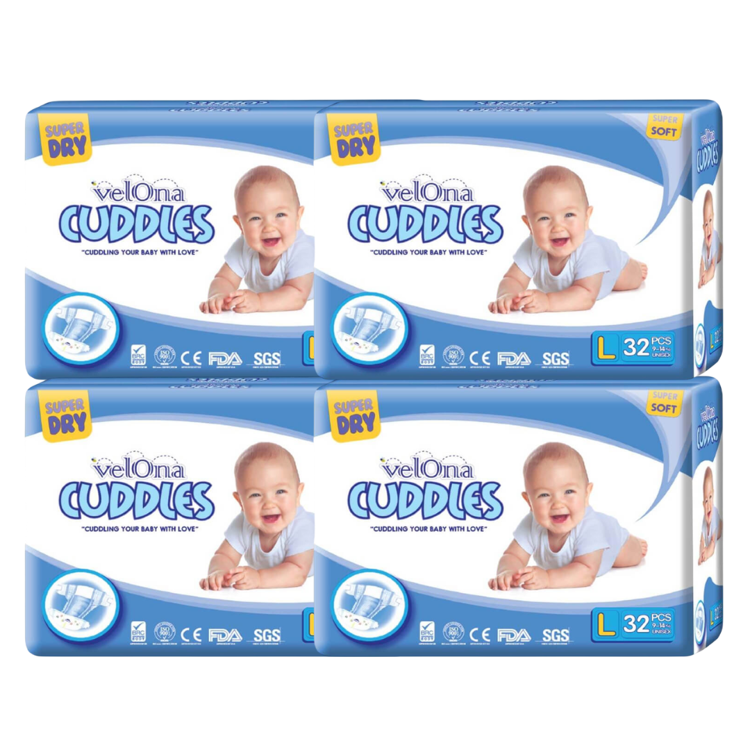 Velona Cuddles Large Diaper 32 / 64 / 96 / 128 Pcs | 9-14kg - Fortune Store