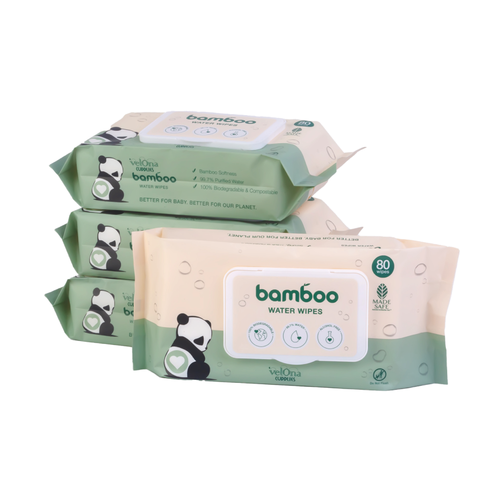 Velona Cuddles Bamboo Water Wipes 80 Pcs | The ultimate eco-friendly choice for the purest, most gentle cleaning. - Fortune Store