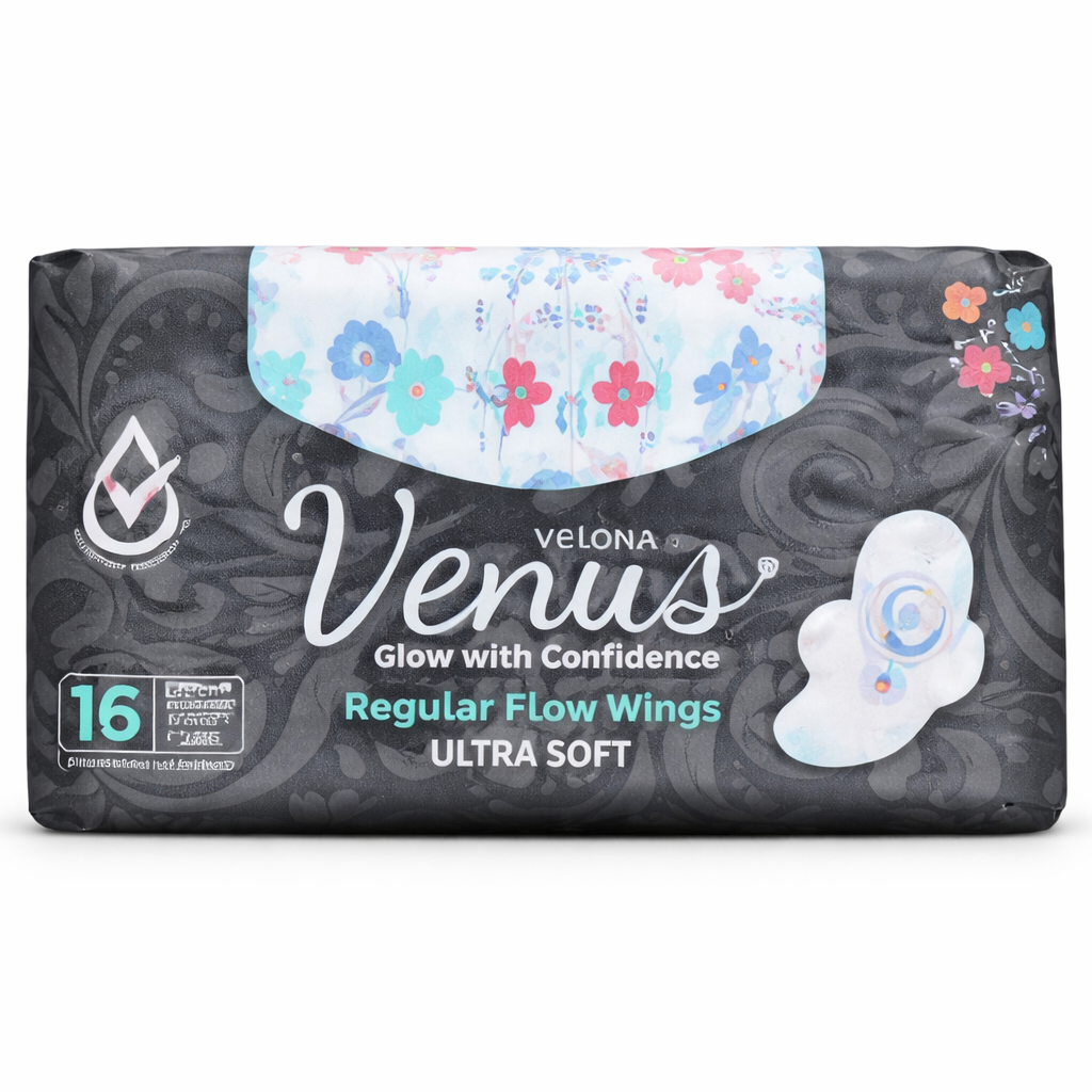 Velona Venus Sanitary Napkins Regular Flow Wings 16pcs (240mm) | Soft Comfort for Everyday Protection - Fortune Store