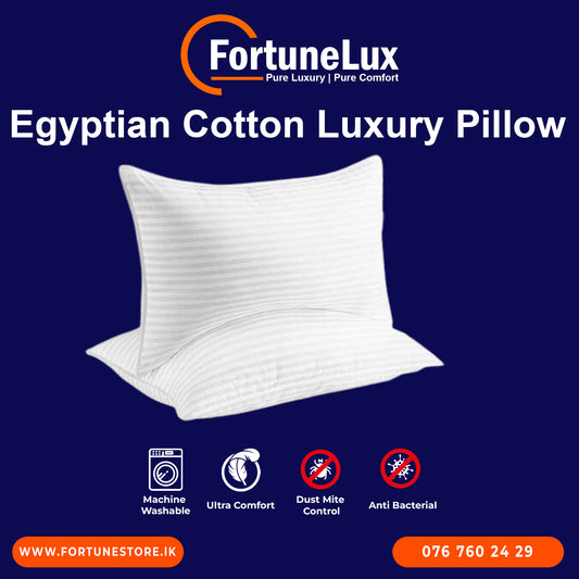 FortuneLux Luxury Egyptian Cotton Soft Pillows - Washable, Hypoallergenic, Ultra-Comfortable Bedding with Free Delivery - Fortune Store