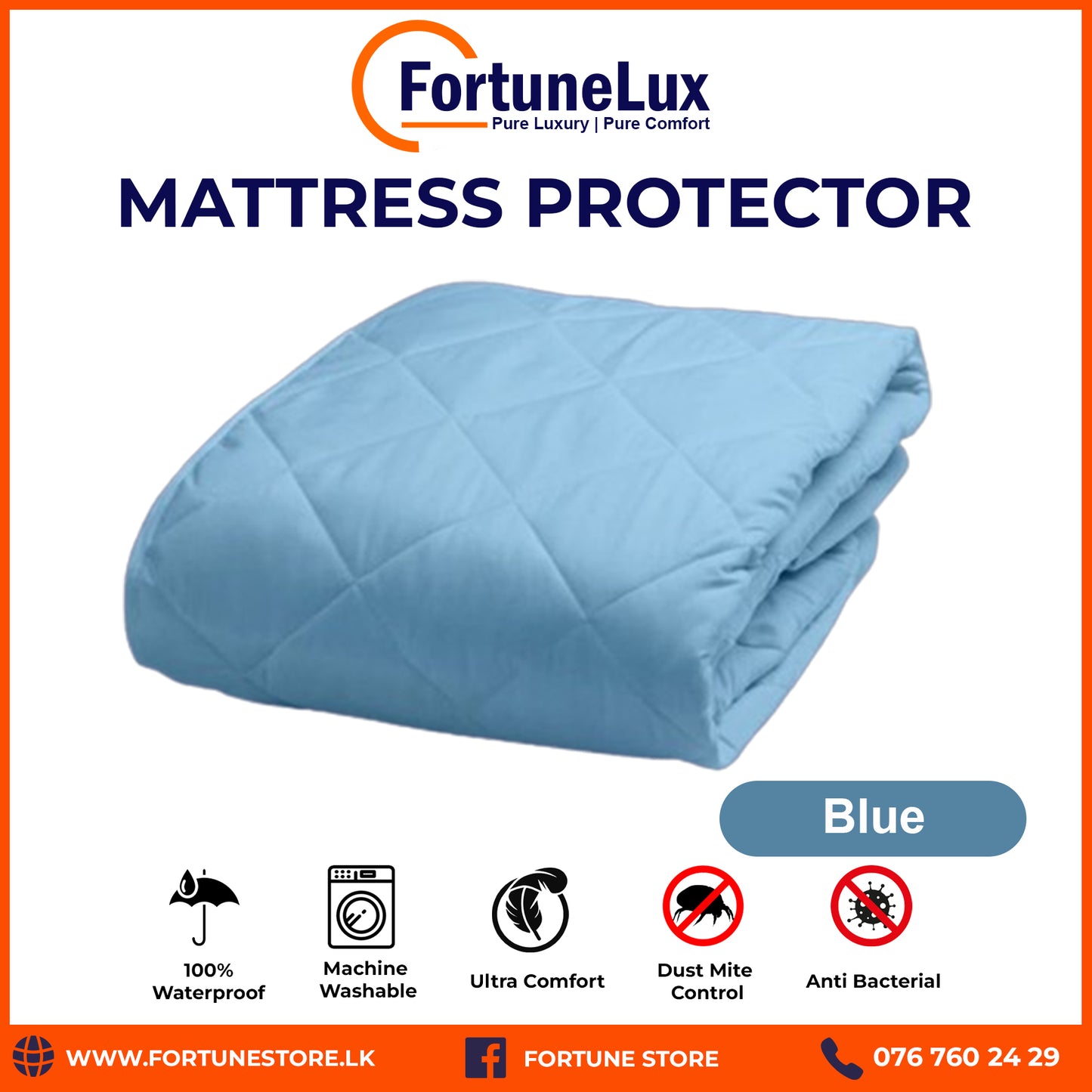 FortuneLux Coloured Waterproof Mattress Protector | Premium Bedding for Ultimate Comfort - Fortune Store