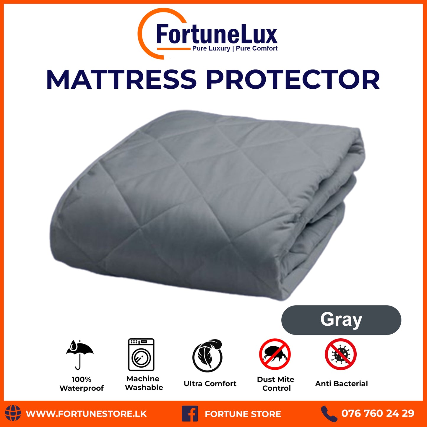 FortuneLux Coloured Waterproof Mattress Protector | Premium Bedding for Ultimate Comfort - Fortune Store