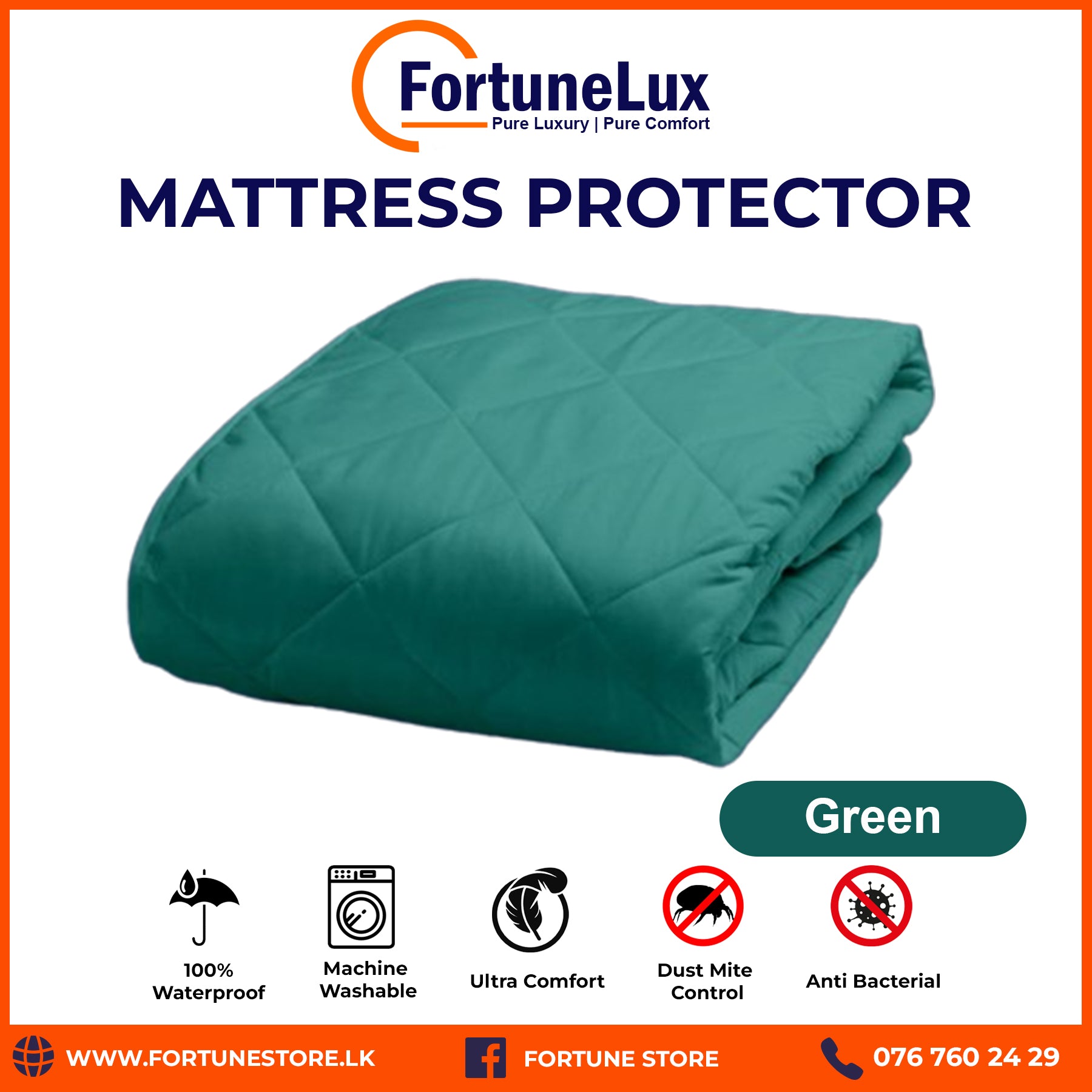 FortuneLux Coloured Waterproof Mattress Protector | Premium Bedding for Ultimate Comfort - Fortune Store