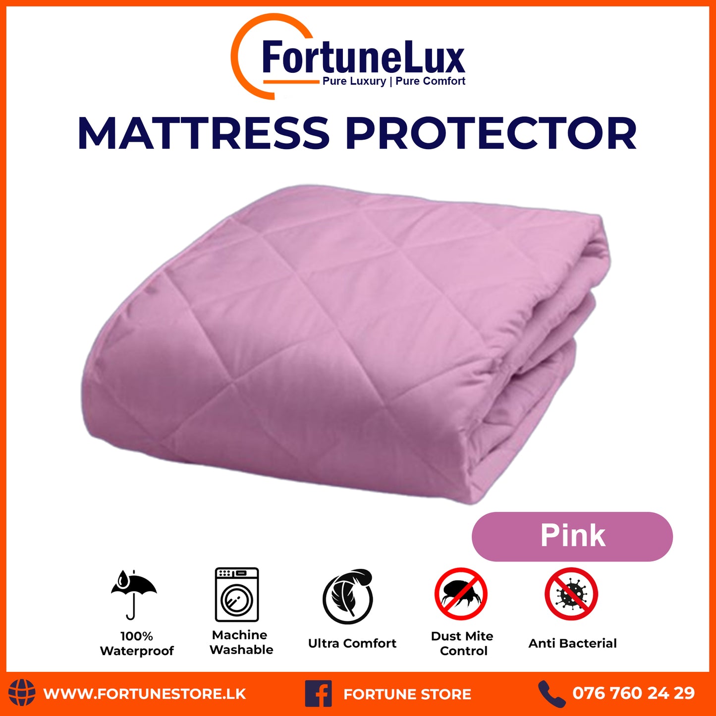 FortuneLux Coloured Waterproof Mattress Protector | Premium Bedding for Ultimate Comfort - Fortune Store