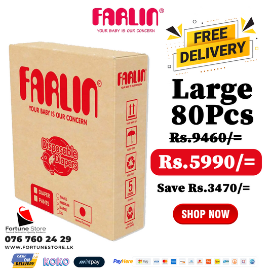 Farlin Baby Diapers Large 80pcs (9-14kg) | Superior Comfort & Leak Protection | Free Delivery