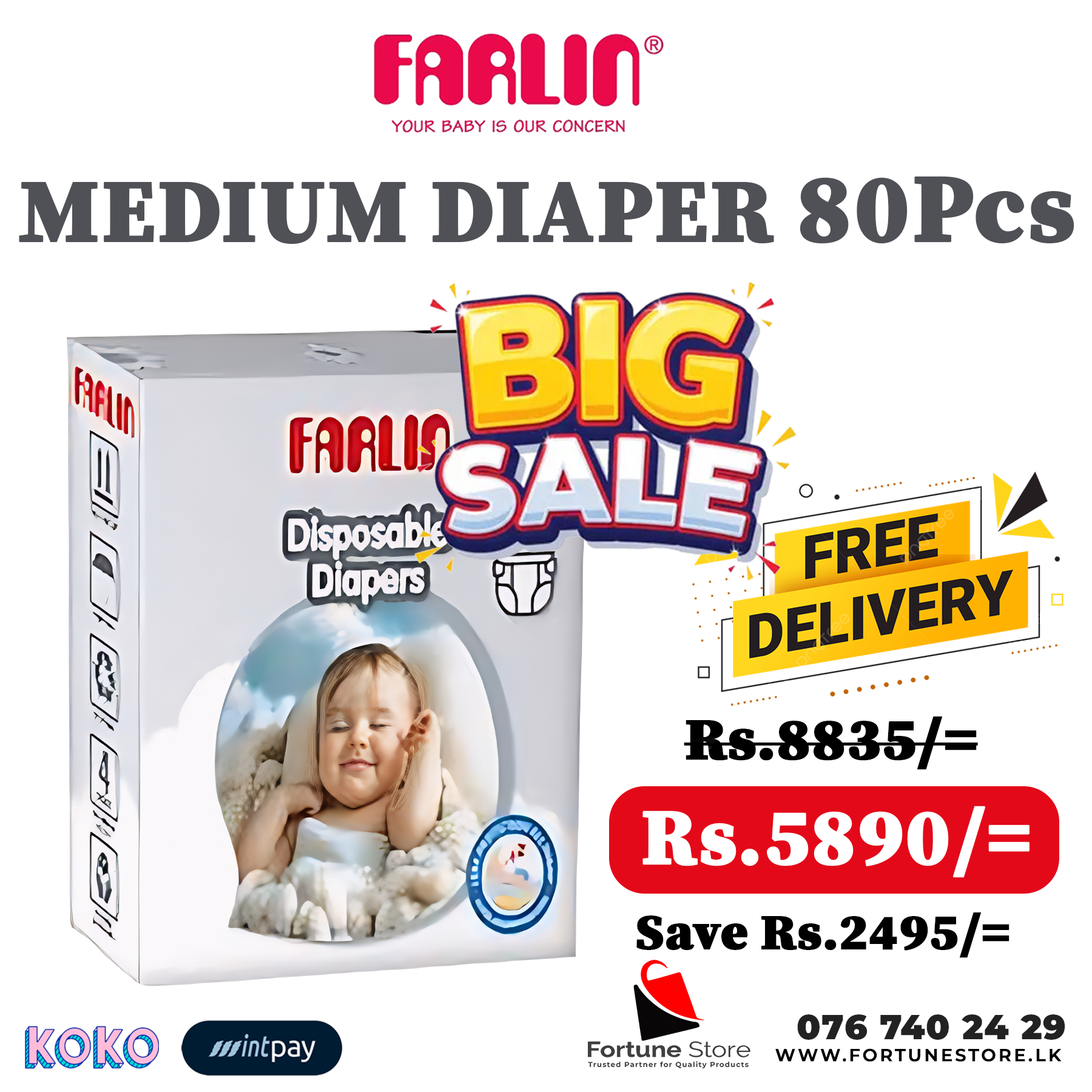 Farlin Baby Diapers Medium 80pcs | 88pcs (5-10kg) |Ultimate Comfort ...