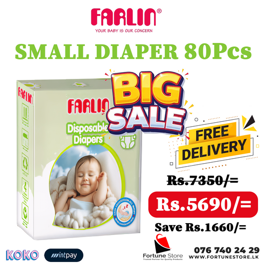 Farlin Baby Diapers Small 80pcs (3-6kg) | Gentle Care & Leak-Proof Comfort for Newborns | Free Delivery
