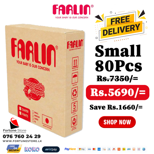 Farlin Baby Diapers Small 80pcs (3-6kg) | Gentle Care & Leak-Proof Comfort for Newborns | Free Delivery