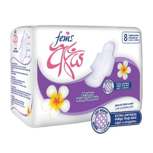 Fems Aya Drytex Wings Sanitary Napkins 8pcs – Ultra Dry Comfort & Secure Protection - Fortune Store