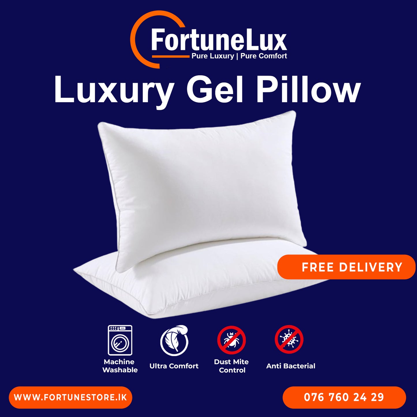 FortuneLux Luxury Gel Pillow for Cool, Comfortable Sleep - Fortune Store