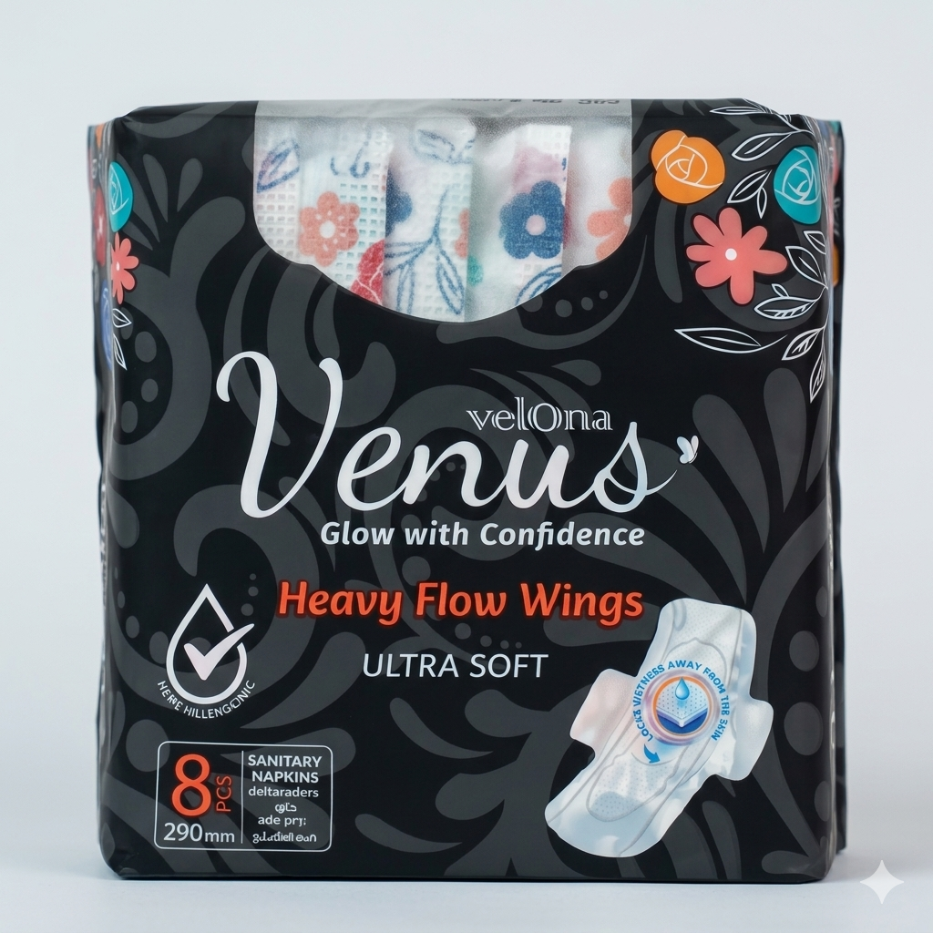 Velona Venus Sanitary Napkins Heavy Flow Wings 8pcs (290mm) | Maximum Protection for Heavy Days - Fortune Store