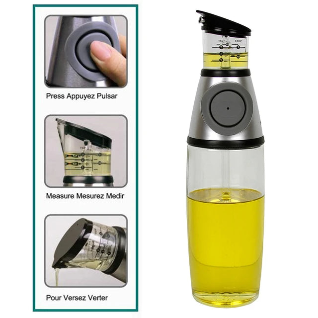 Press and Measure Oil and Vinegar Dispenser – 500 ML - FREE DELIVERY - Fortune Store