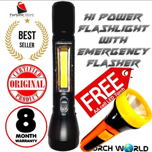 Torch Rechargeable Flashlights with Emergency Side Lamp + AA CELL LED TORCH