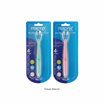 Marvel Baby BPA-Free Silicone Spoon with Sucker 4m+ | Hygienic Stand-Up Training Spoon