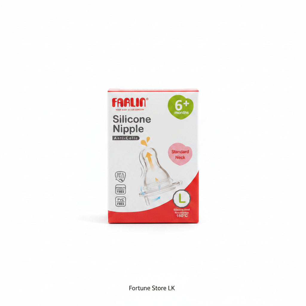 Farlin Standard Neck Anti-Colic Silicone Nipple 0m+ | 3m+ | 6m+ – Soft, Natural Feeding Teat