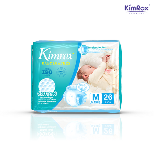 Kimrox Baby Medium Diapers 6 - 10kg 26pcs / 78pcs / 104pcs | Gentle Care, Superior Protection | Free Delivery