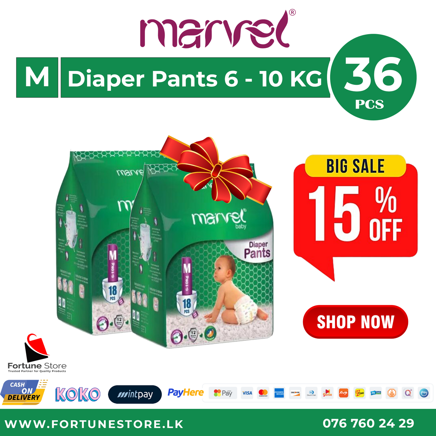 Marvel Baby Diaper Pants Medium - 36pcs | Comfort and Convenience for Your Little One - Fortune Store