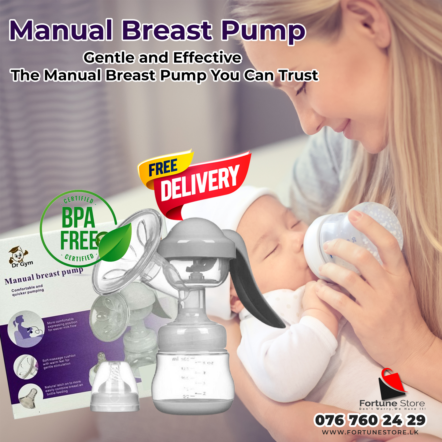 Comfortable Manual Breast Pump | 150ml Capacity | BPA-Free & Portable | Free Delivery - Fortune Store