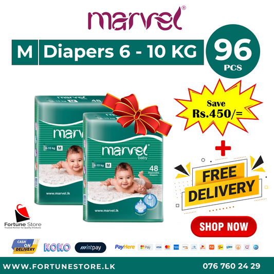 Marvel Medium Baby Diapers - 96pcs | Ideal Comfort & Protection for Babies | Free Delivery