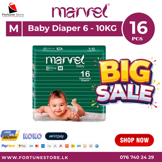 Marvel Medium Baby Diapers - 16 | 32 pcs | Ideal Comfort & Protection for Babies