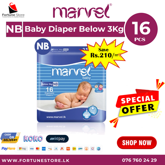 Marvel Newborn Baby Diapers - 16 | 32 | 48 pcs | Ideal Comfort & Protection for Babies - Fortune Store