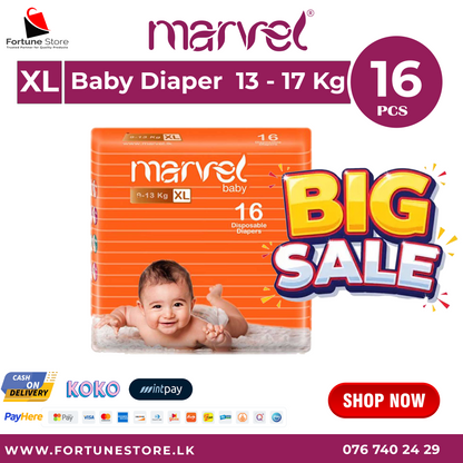 Marvel XL Baby Diapers - 16 | 32 pcs | Ideal Comfort & Protection for Babies