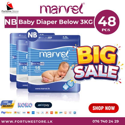 Marvel Newborn Baby Diapers - 16 | 32 | 48 pcs | Ideal Comfort & Protection for Babies