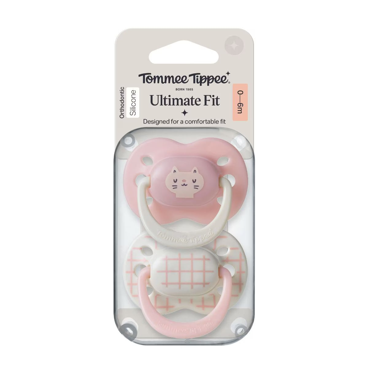 Tommee Tippee Ultimate Fit Girl Soother 0-6M Twin Pack | The Perfect Fit for Tiny Faces