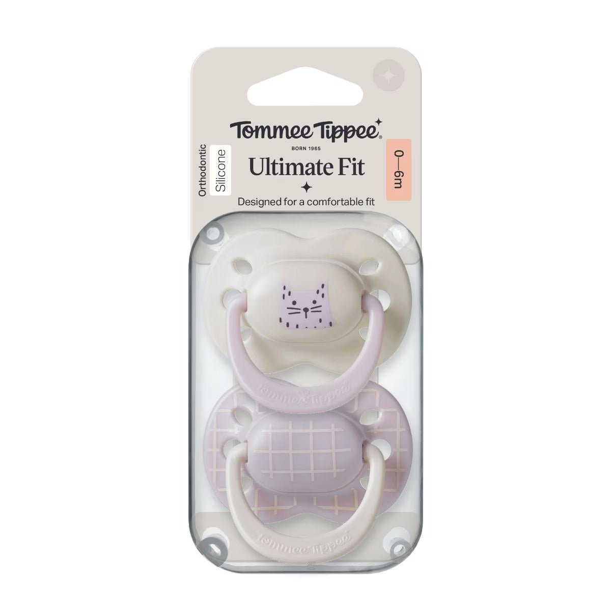 Tommee Tippee Ultimate Fit Girl Soother 0-6M Twin Pack | The Perfect Fit for Tiny Faces