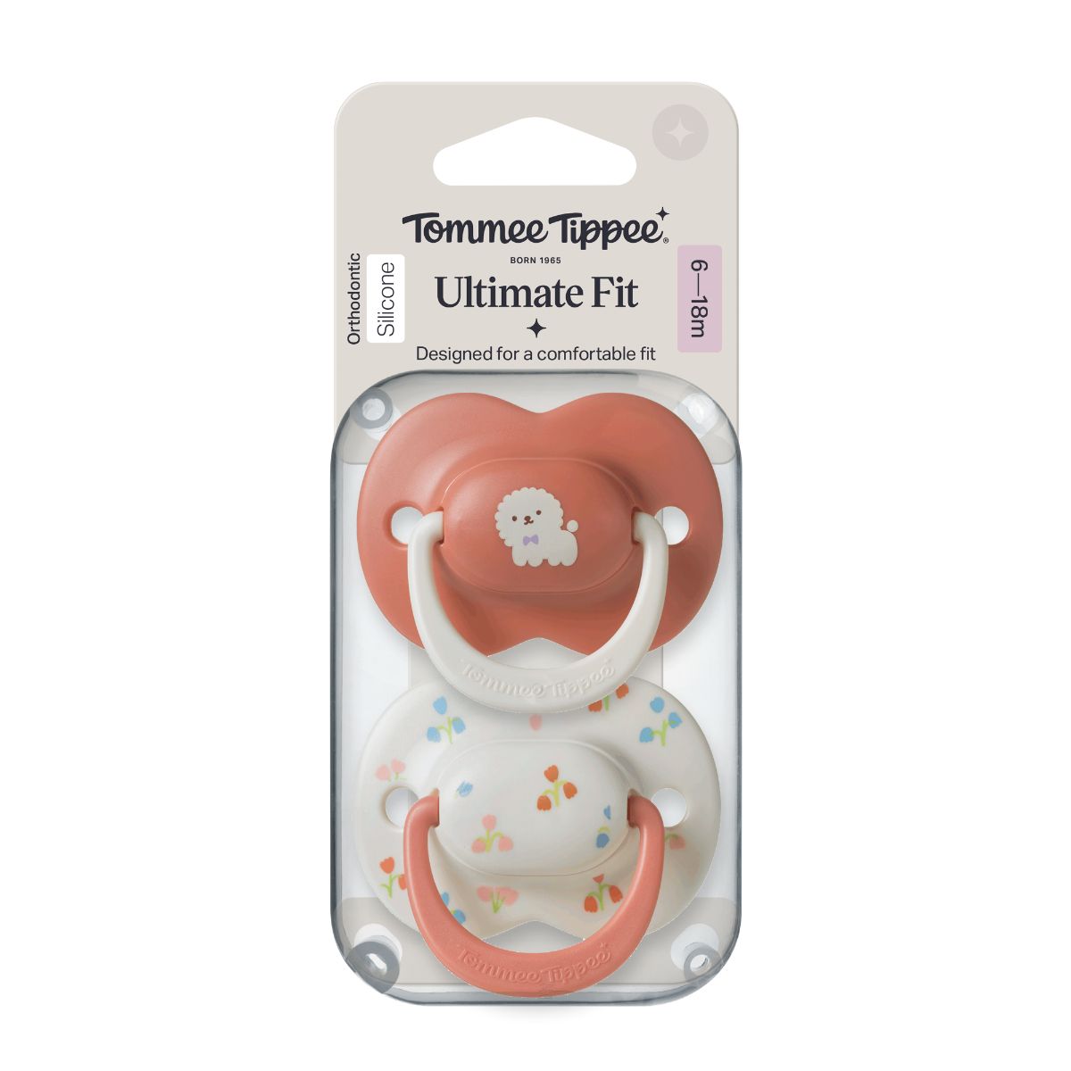 Tommee Tippee Ultimate Fit Girl Soother (6-18M) | Twin Pack | Designed to Fit, Shaped to Soothe