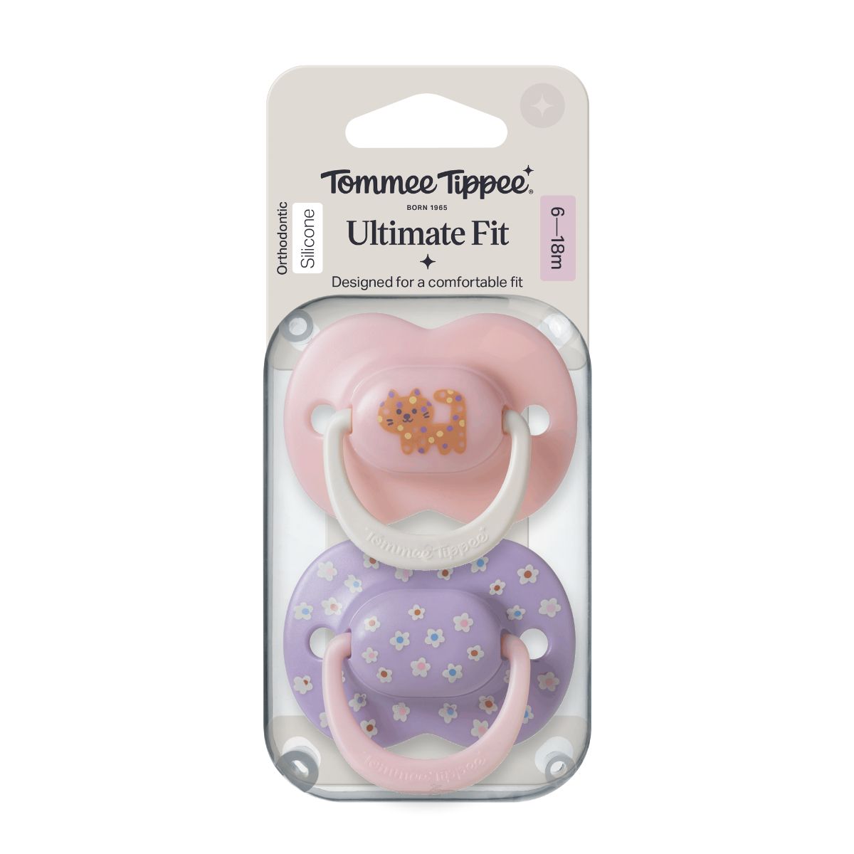 Tommee Tippee Ultimate Fit Girl Soother (6-18M) | Twin Pack | Designed to Fit, Shaped to Soothe