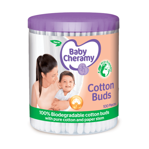 Baby Cheramy Cotton Buds 100pcs | 100% Pure Soft Cotton for Gentle Baby Care