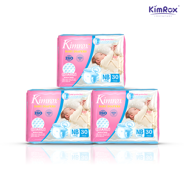 Kimrox Baby Newborn Diapers Below 5kg 30pcs / 90pcs / 120pcs | Gentle Care, Superior Protection | Free Delivery