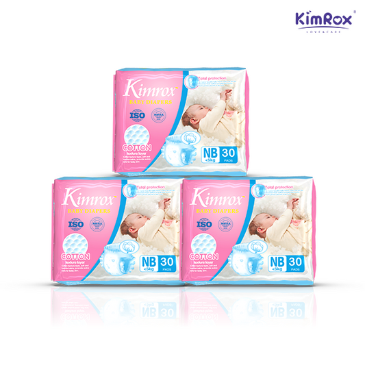 Kimrox Baby Newborn Diapers Below 5kg 30pcs / 90pcs / 120pcs | Gentle Care, Superior Protection | Free Delivery - Fortune Store