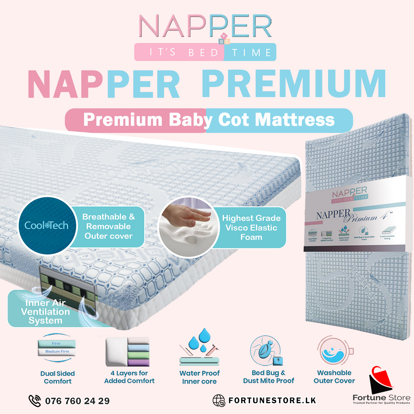 Napper Premium 4″ Baby Cot Mattress – Ultimate Comfort for Your Baby’s Sleep