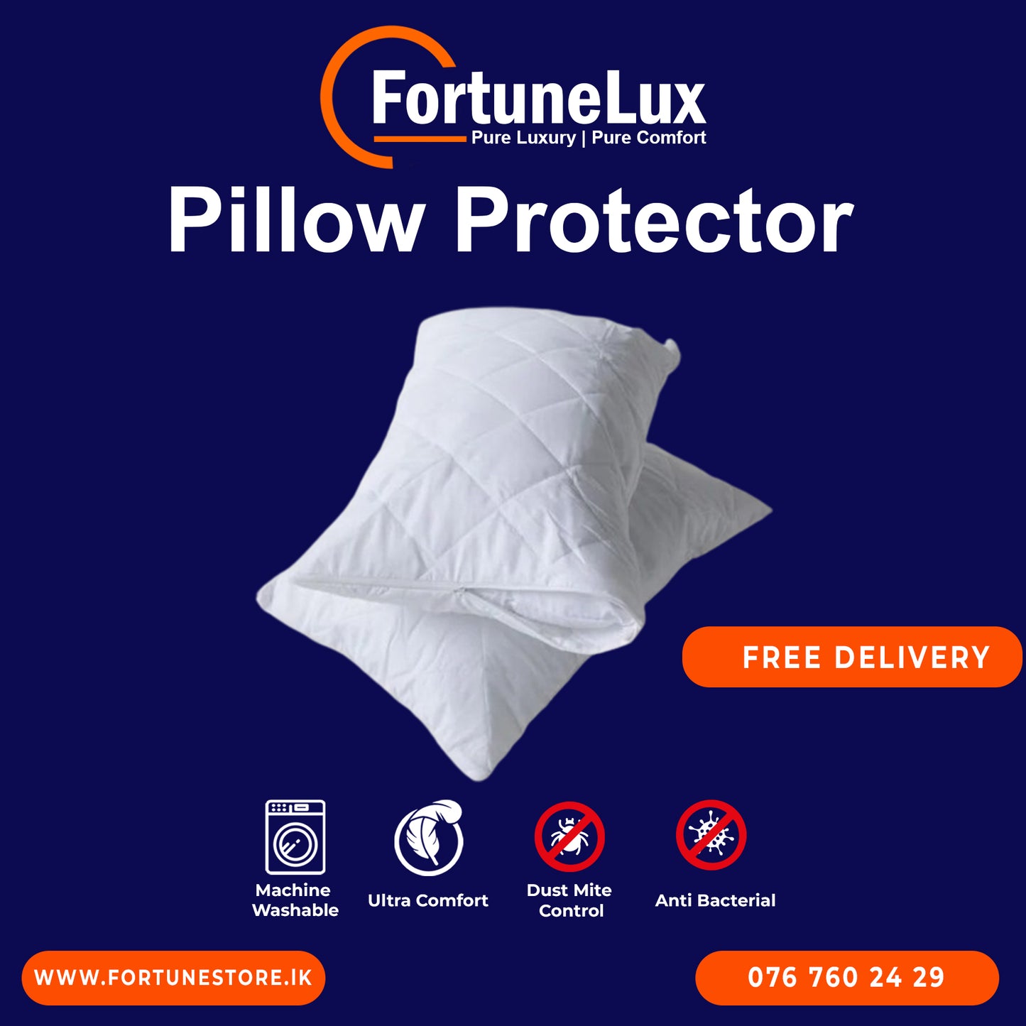 Fortunelux 100% Waterproof Pillow Protector Ultimate Comfort & Protection - FREE DELIVERY - Fortune Store