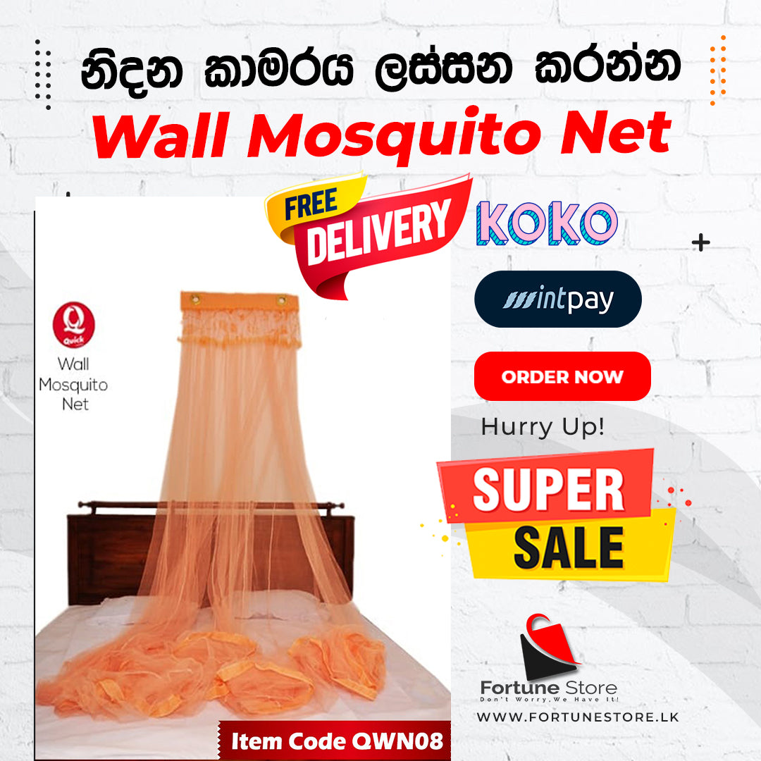 Quick Wall Mosquito Nets Plain Orange 6x4 - 6x12  - FREE Delivery - Fortune Store