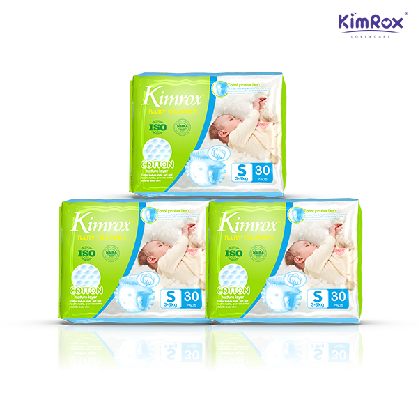 Kimrox Baby Small Diapers 3 - 8kg 30pcs / 90pcs / 120pcs | Gentle Care, Superior Protection | Free Delivery