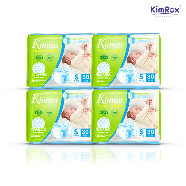 Kimrox Baby Small Diapers 3 - 8kg 30pcs / 90pcs / 120pcs | Gentle Care, Superior Protection | Free Delivery