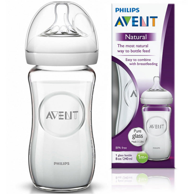 PHILIPS AVENT Natural Glass Baby Bottle 240ml – Safe, Durable, and Natural Feeding Experience - Fortune Store