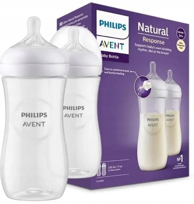 PHILIPS AVENT Natural Baby Bottle 330ml Twin Pack – Perfect for Growing Babies - Fortune Store