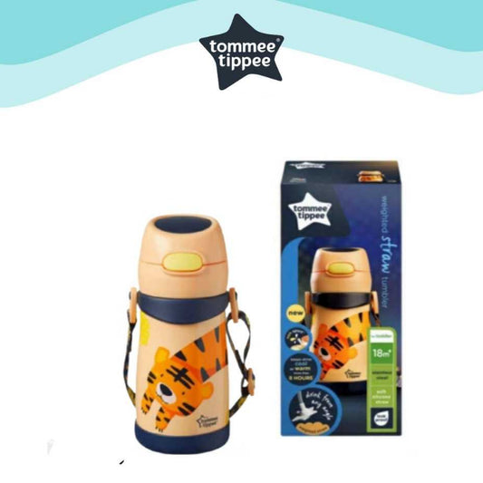 Tommee Tippee Stainless Steel Weighted Straw Tumbler 18m+ 350ml | Keep Drinks Cool for Active Toddlers!