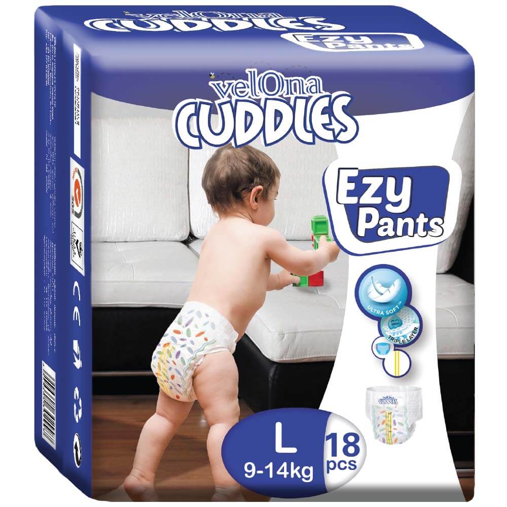 Velona Cuddles Ezy Pants Large - 18 Pcs / 54 Pcs | 9-14Kg | Unstoppable comfort for your little explorer’s biggest adventures - Fortune Store