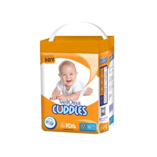Velona Cuddles Super Slim Medium Diaper 16 Pcs 6-10kg | Maximum thinness meets 12-hour dryness for your active infant - Fortune Store