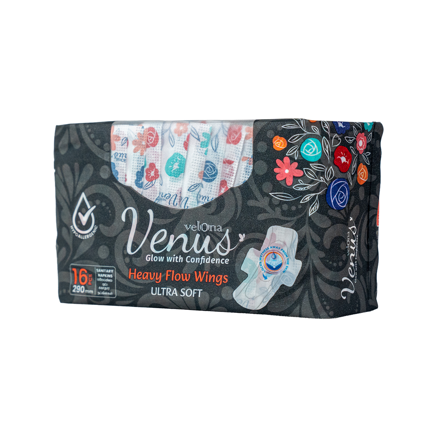 Velona Venus Sanitary Napkins Heavy Flow Wings 16 Pcs (290mm) | Superior absorbency and ultimate comfort for your heaviest days. - Fortune Store